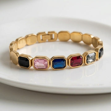 Multi-Color Gemstone Link Bracelet