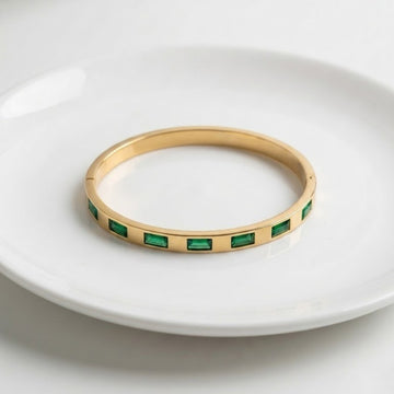 Green Baguette Crystal Bangle