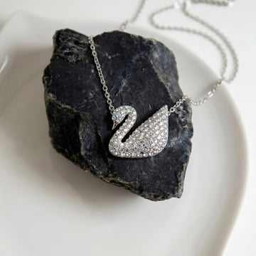 Crystal Swan Pendant Necklace