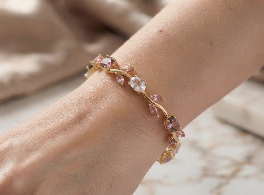 Multicolor Crystal Vine Tulip Bracelet