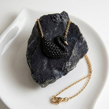 Black Crystal Swan Pendant