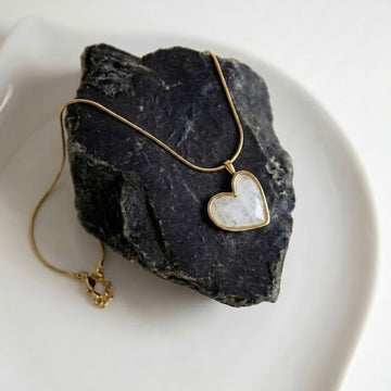 Moonstone-Style Heart Necklace