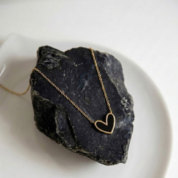 Black Enamel Heart Necklace