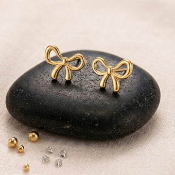 Gold Bow Stud Earrings