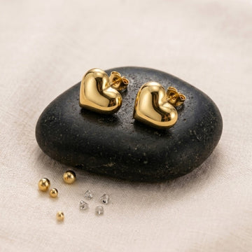 Polished Heart Stud Earrings