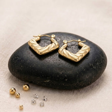Textured Square Hoop Earrings