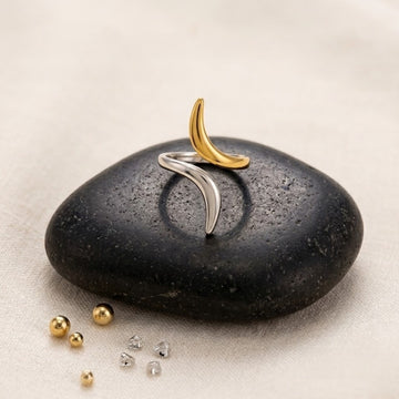 Two-Tone Moon Crescent Ring