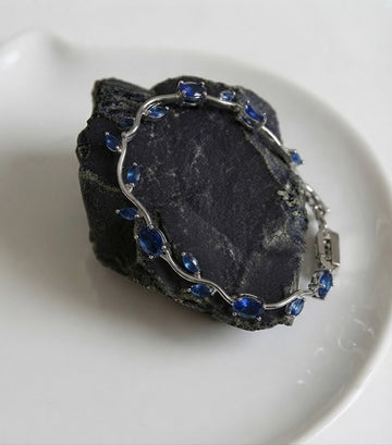Deep Blue Sapphire-Tone Tulip Bracelet