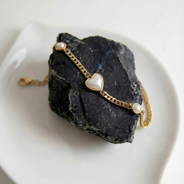Pearl & Heart Link Bracelet