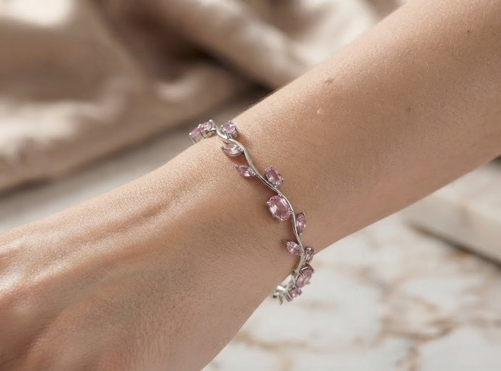 Pink Crystal Tulip Bracelet