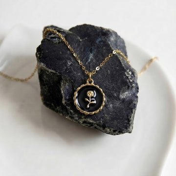 Rose Emblem Enamel Necklace
