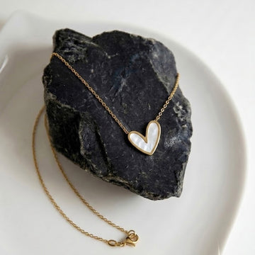 White Pearl-Effect Heart Necklace
