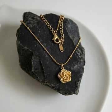 Gold Rose Charm Necklace