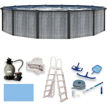 Blue Wave San Pedro 24-ft Round 52-in Deep 6-in Top Rail Above Ground Steel Wall Swimming Pools