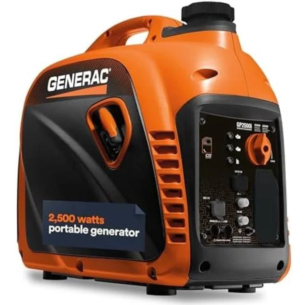 Generac 8251 GP2500i 2,500-Watt Gas Powered Portable Inverter Generator – Compact and Lightweight Design – Produces Clean, Stable Power – COsense Technologys – CARB Compliants – Orange/Black