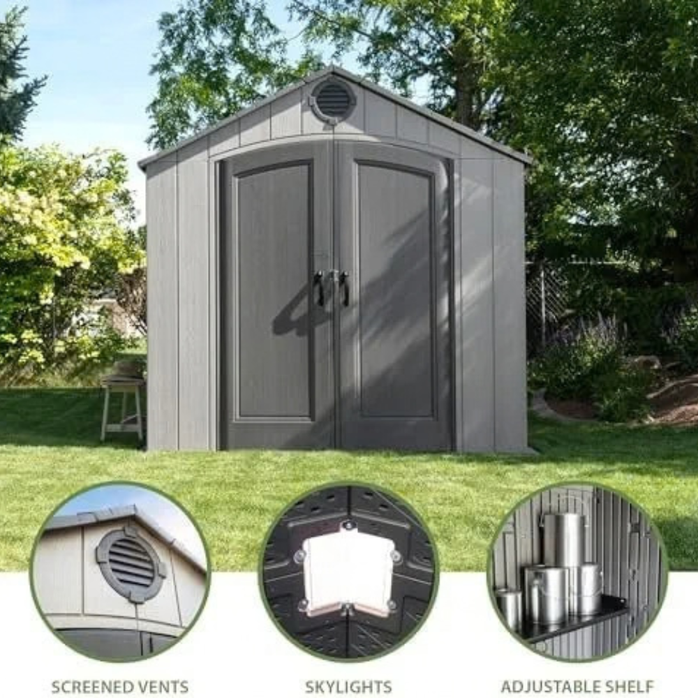 Lifetime Outdoor Storage Shed, 8 x 10 Foot, Grays