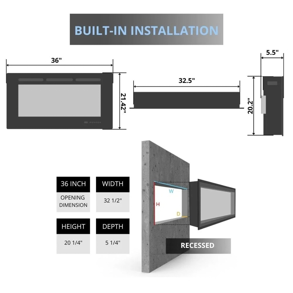 Touchstone Sideline 36-inch Electric Fireplaces.