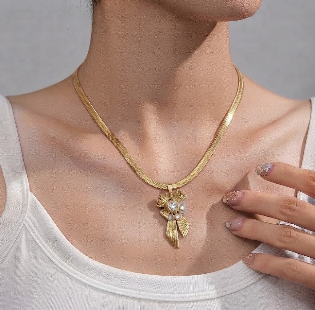 Crystal Bow Statement Necklace