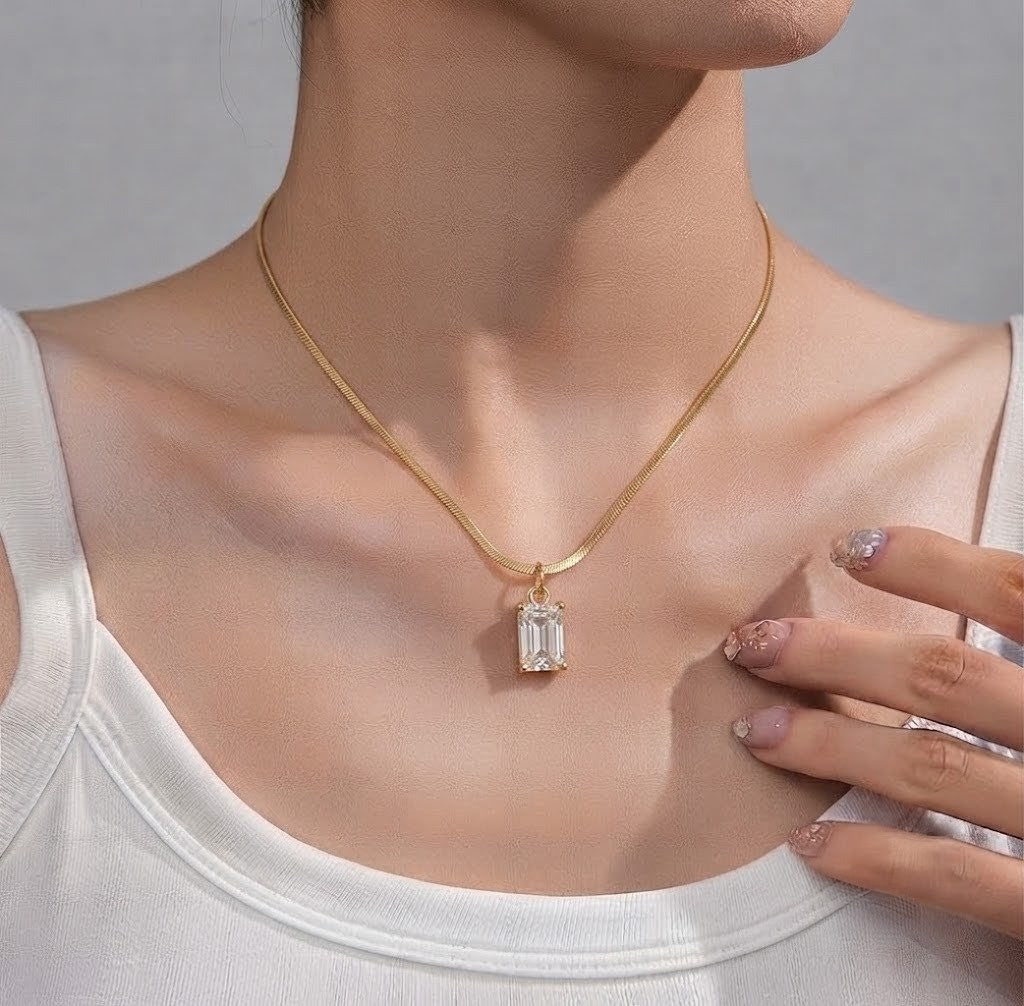 Emerald-Cut Solitaire Necklace