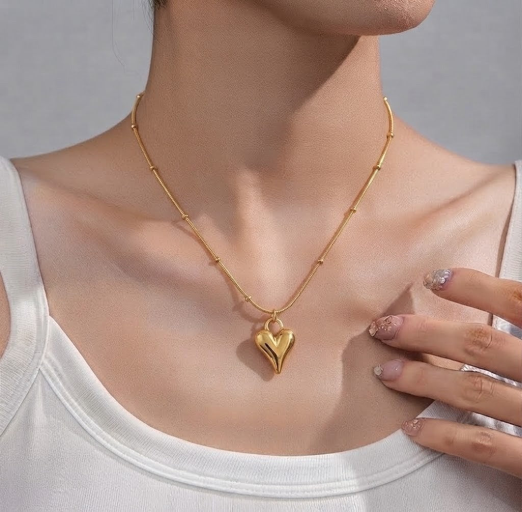Puffy Heart Pendant Necklace