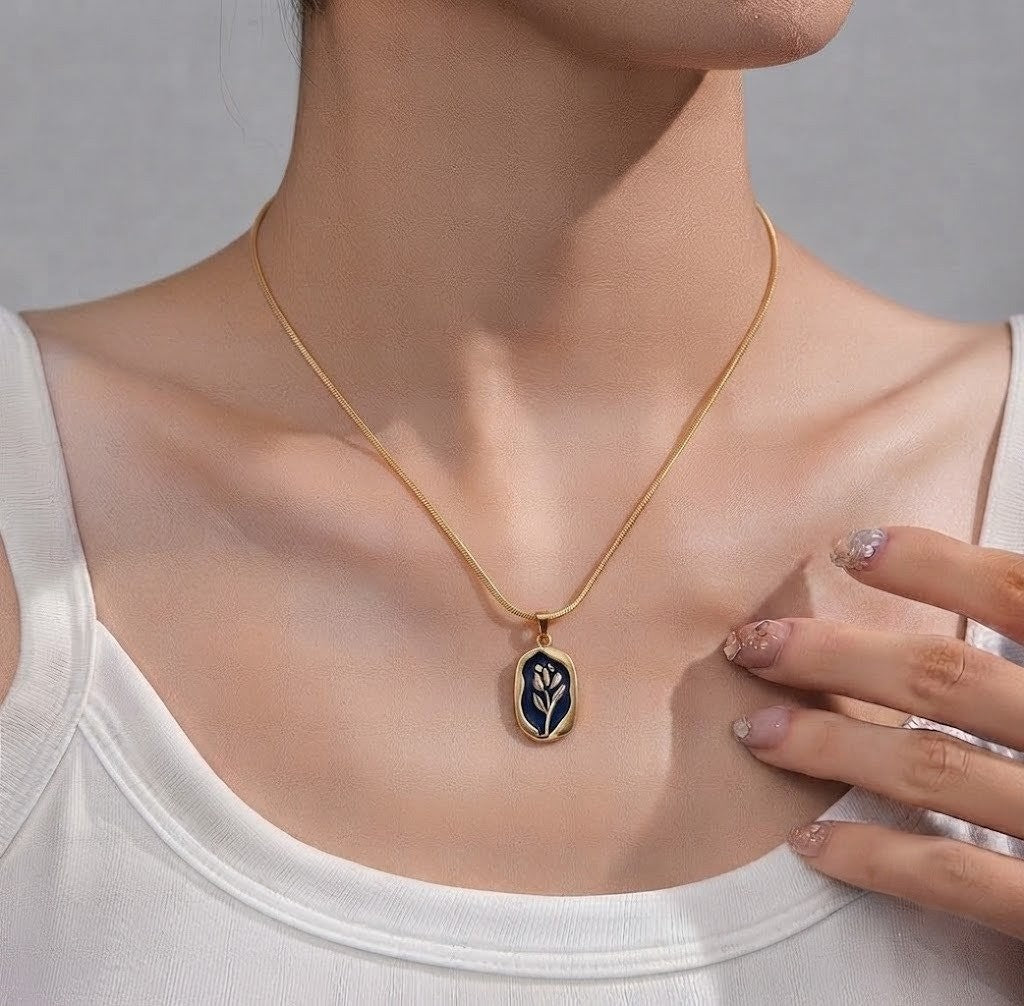 Floral Enamel Pendant Necklace