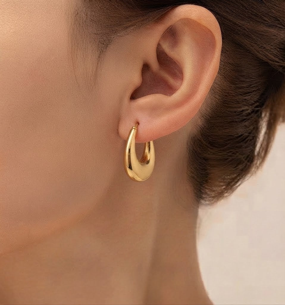 Modern U-Shaped Hoop Earrings