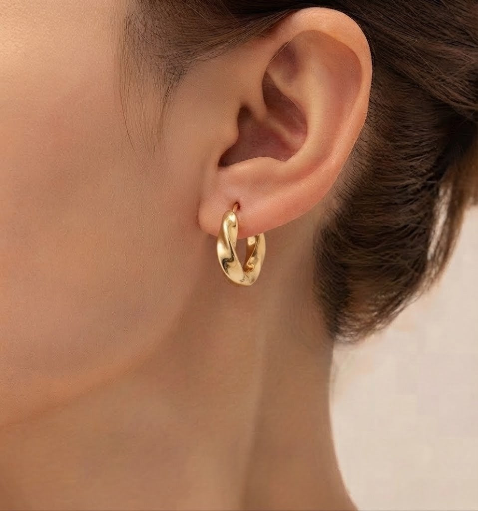 Twisted Gold Hoop Earrings