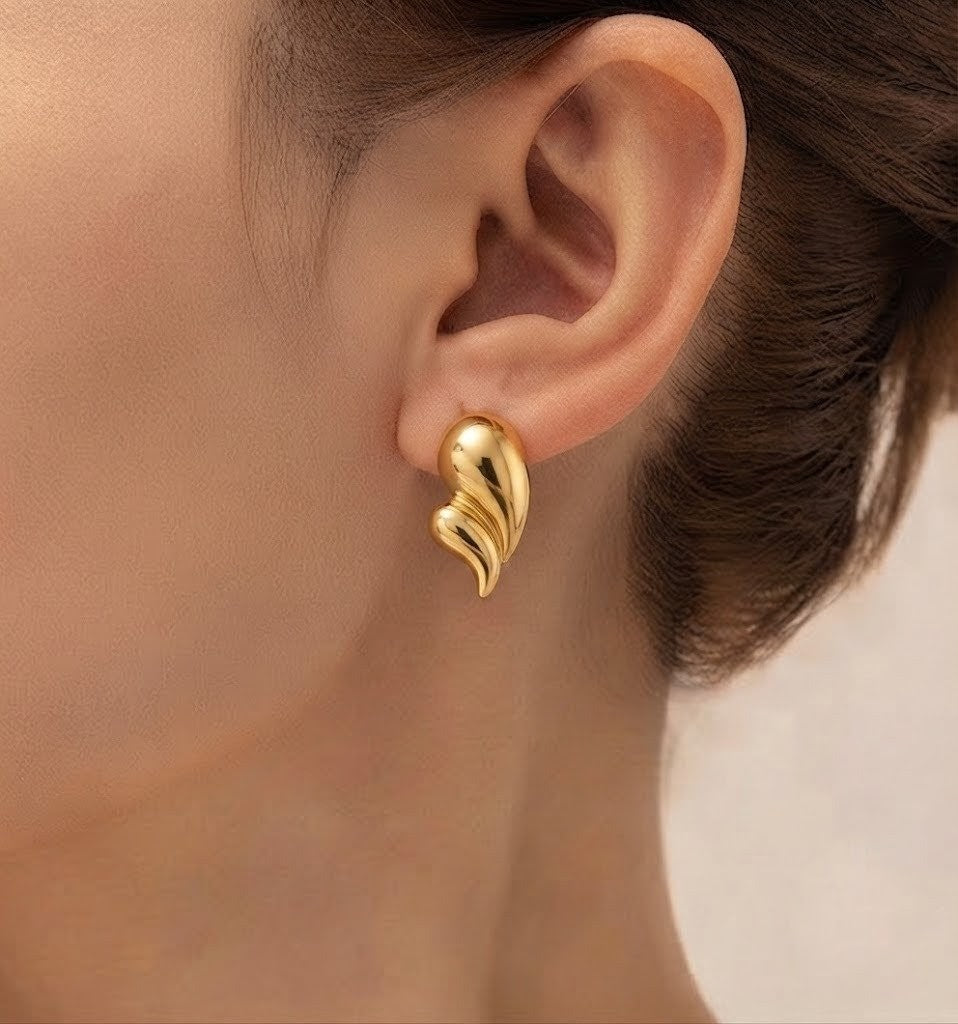 Double Tear-Drop Stud Earrings