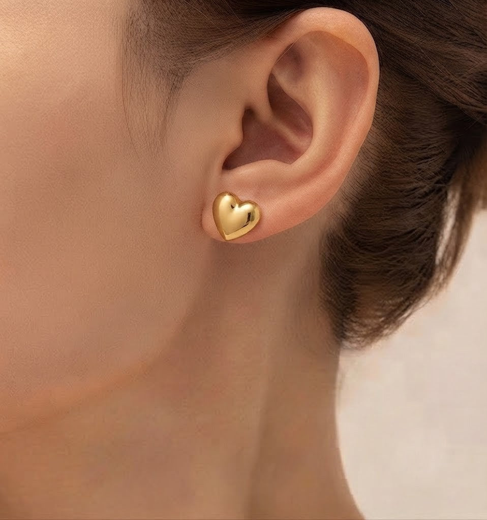 Polished Heart Stud Earrings