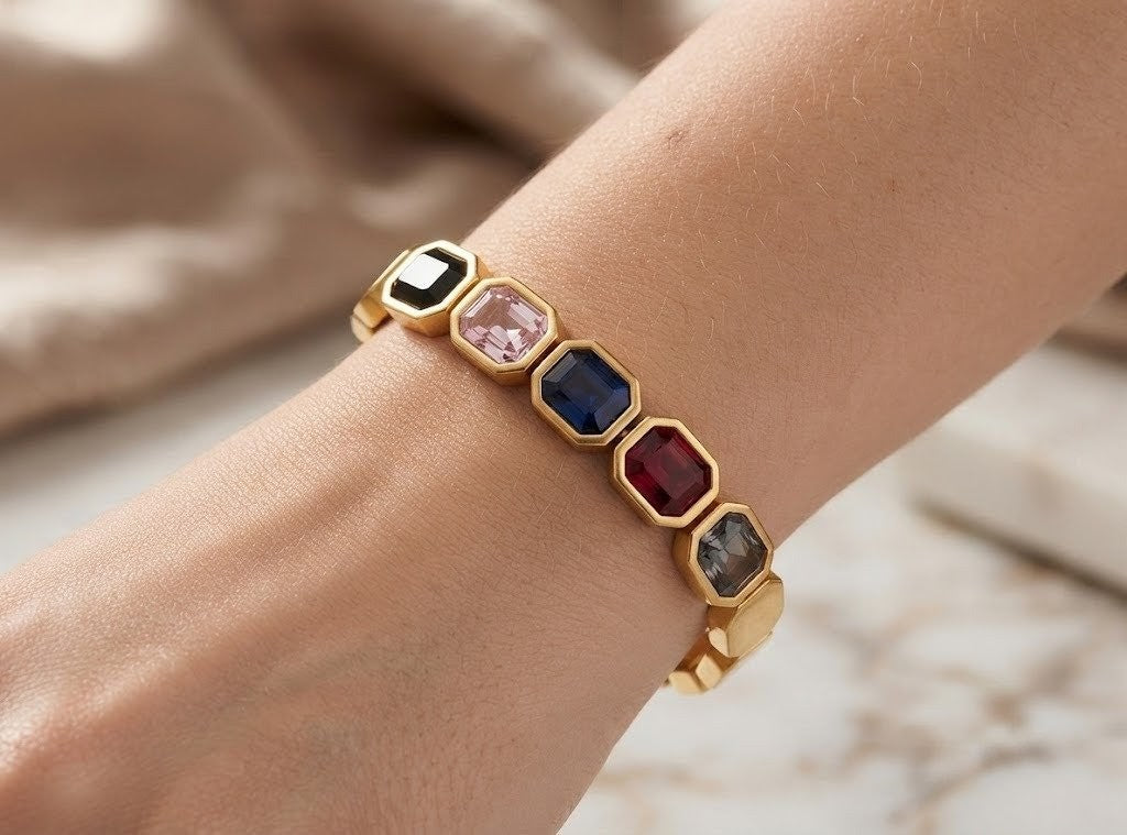 Multi-Color Gemstone Link Bracelet