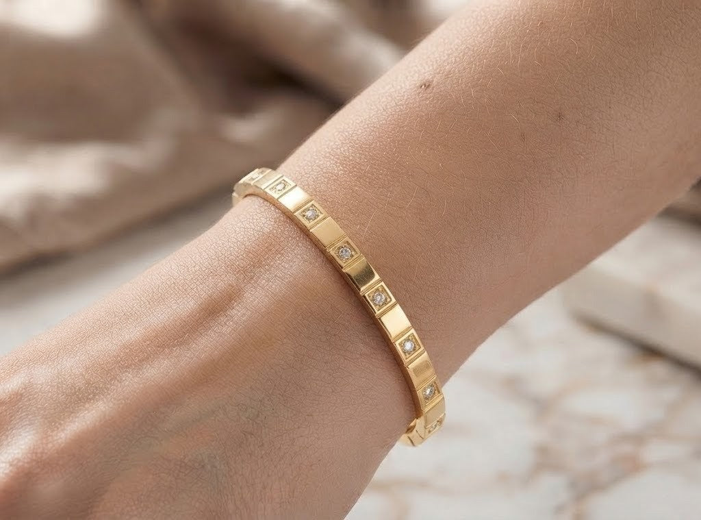 Square-Set Crystal Bangle