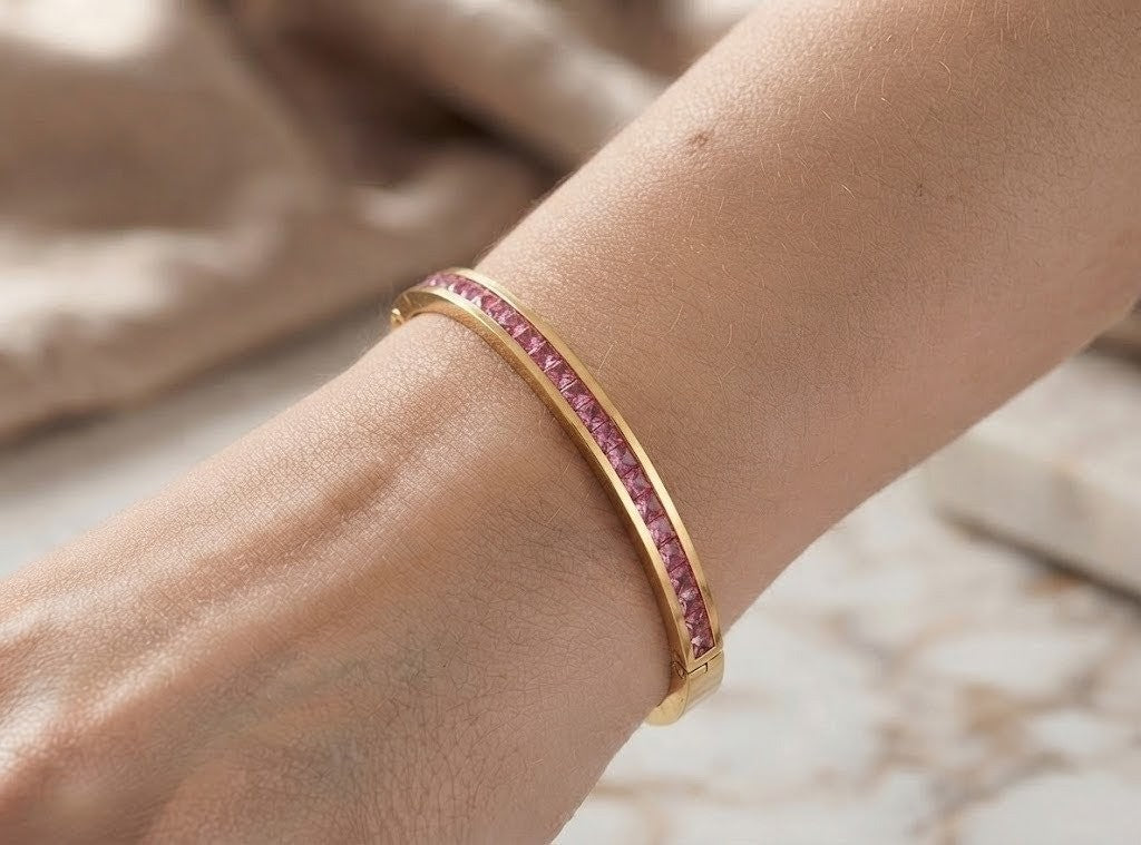 Pink Crystal Band Bangle