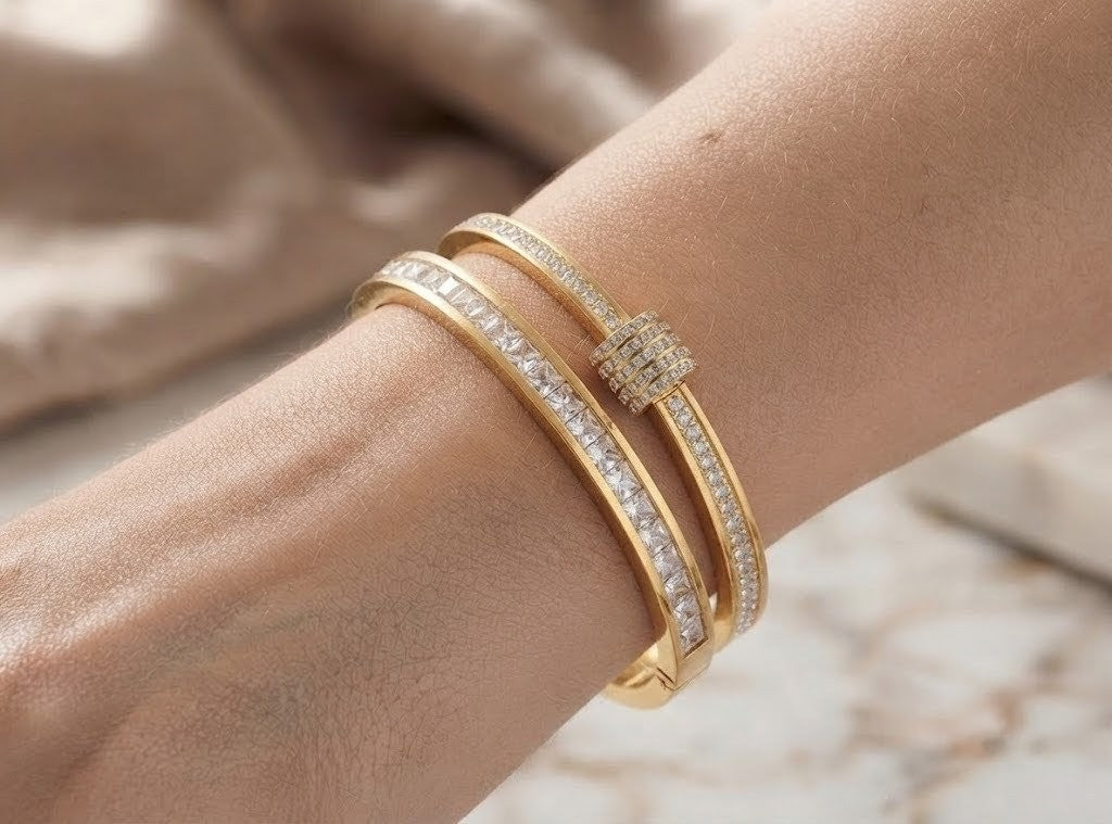 Stacked Crystal Bangle Set