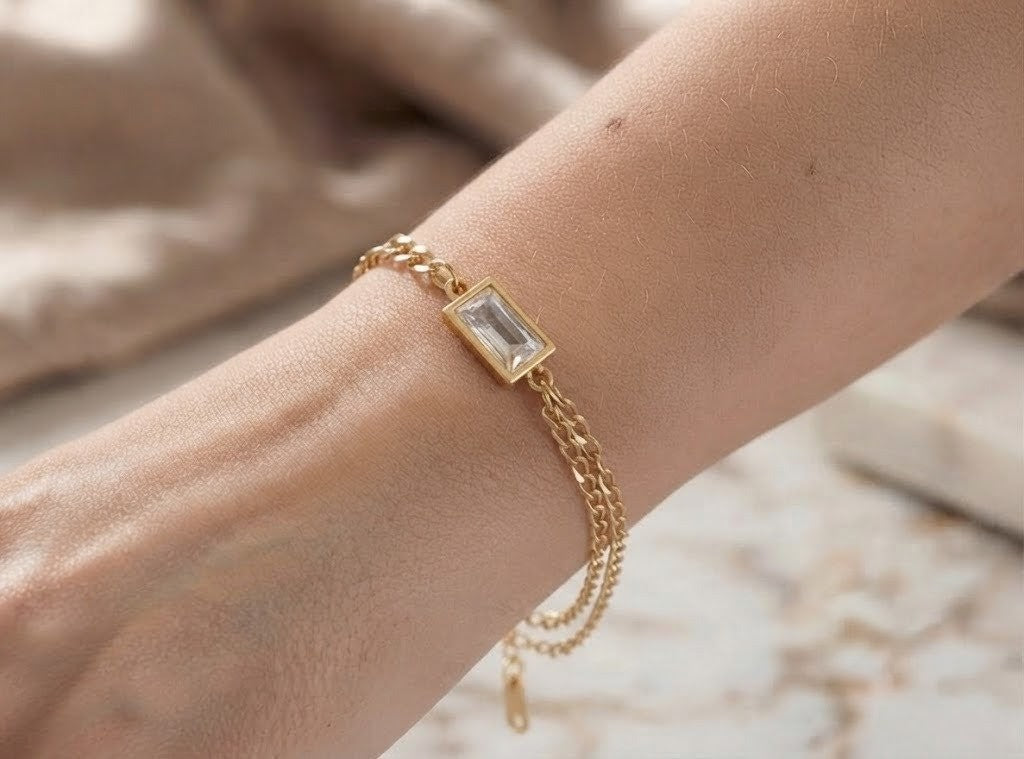 Baguette Crystal Layered Bracelet